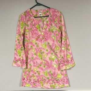 Lilly Pulitzer  Mini Cotton Dress / Cover up Monkey Print, Palm Tree Dress, XS